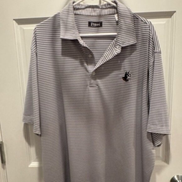 Men's XXL Wofford College Gray and White Striped Polo - Picture 2 of 2